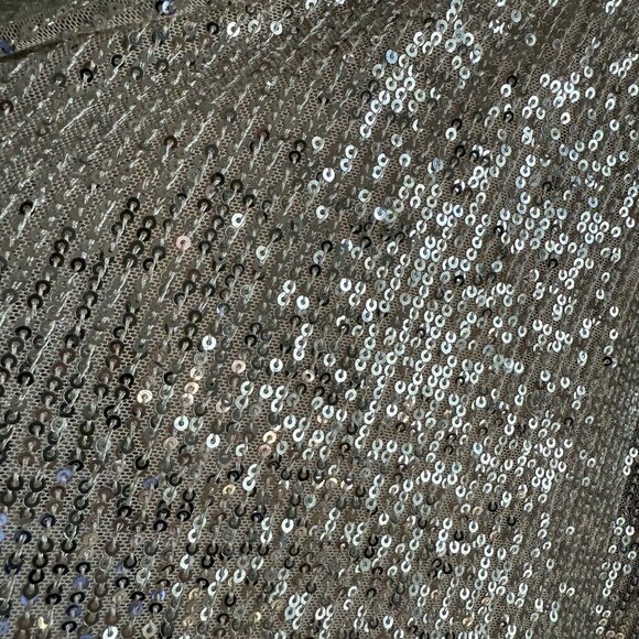 NWT Ieena for Mac Duggal Dress Silver One Shoulder Sequin Gown Slit Formal - Picture 13 of 13